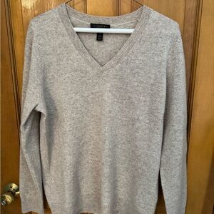 Charter Club Heather Gray V-Neck Cashmere Sweater